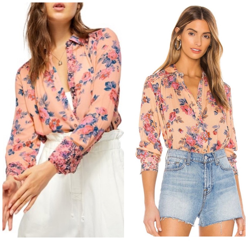 FREE PEOPLE HOLD ON TO ME  LONG-SLEEVE BLOUSE
